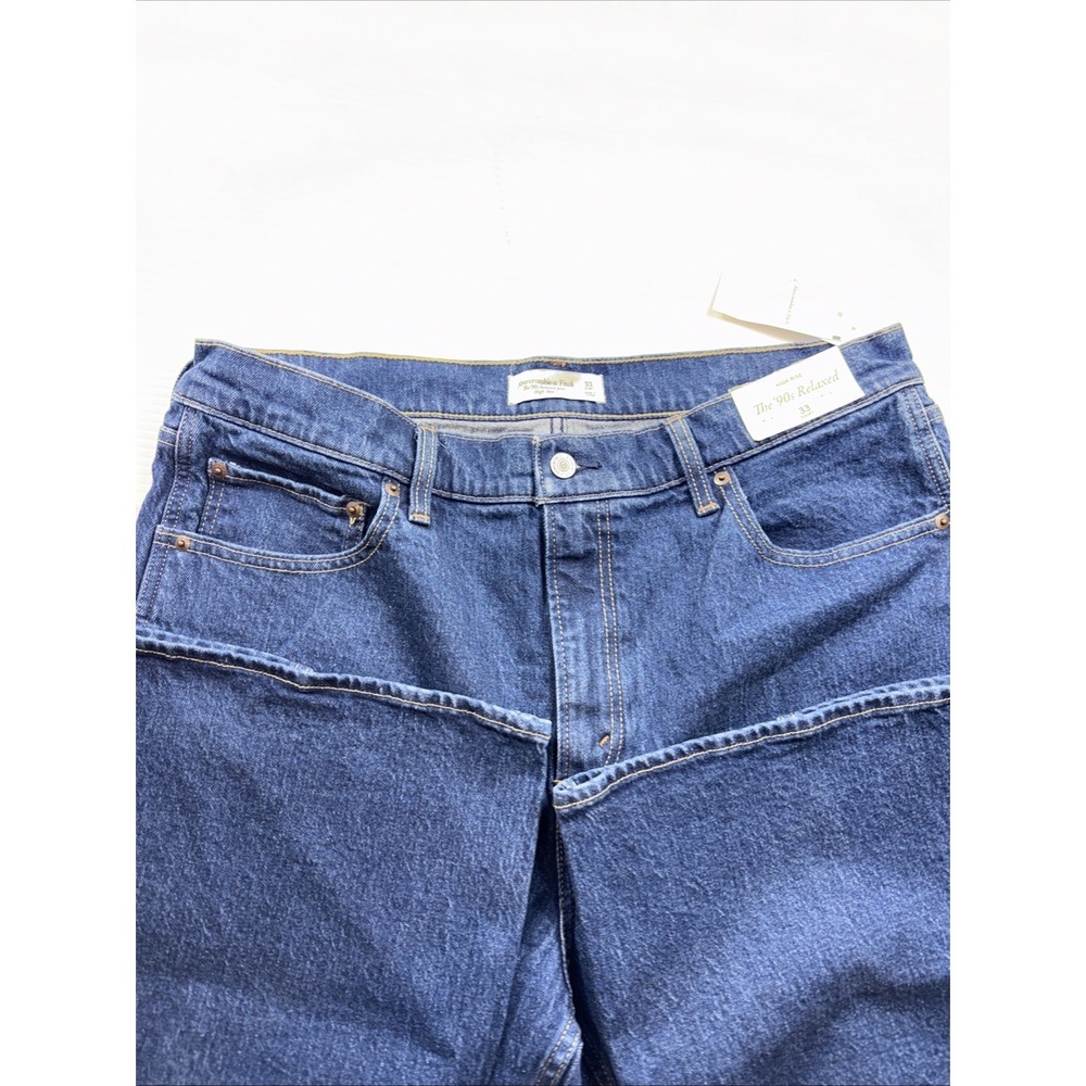 NWT Abercrombie & Fitch The 90s Relaxed High Rise Denim Jeans 33 Short - Picture 4 of 9